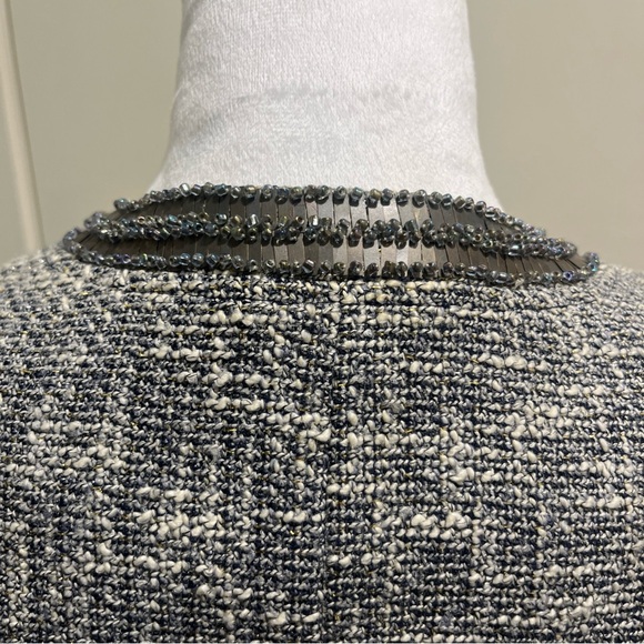 Tory Burch Black and white  Tweed jacket with beaded trim size 6 - Picture 6 of 10